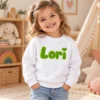 Drilo za otroka personaliziran pulover bel in zelene črke