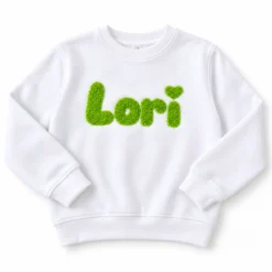 Drilo za otroka personaliziran pulover bel in zelene črke